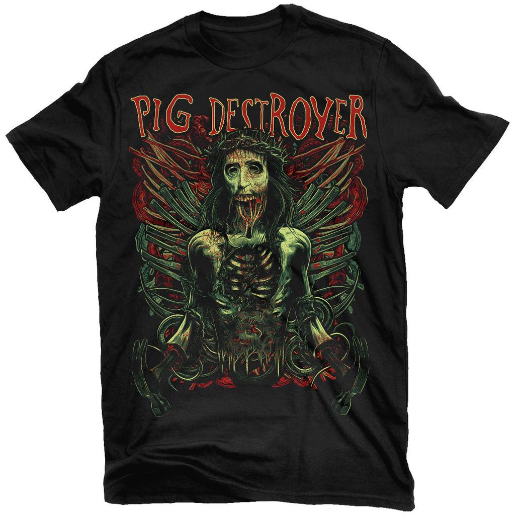 Jef Whitehead Design Pig Destroyer Rock Band Graphic Tee  Cotton Round Neck Casual Unisex Tshirt Summer Top