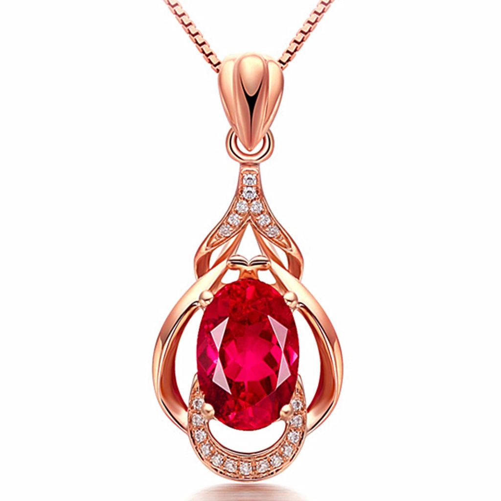 Rubin- und Diamant-Schmuckset: Blumenring, Taubenblut-Turmalin Ohrringe & Anhänger Halskette