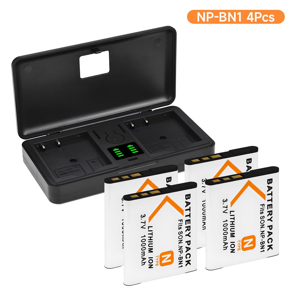 PALO 1000mAH NP BN1 NP-BN1 Battery Np Bn1 Camera Batteries + LCD Charger Case For Sony Cyber-shot DSC-QX10 TX100 TX300 W730