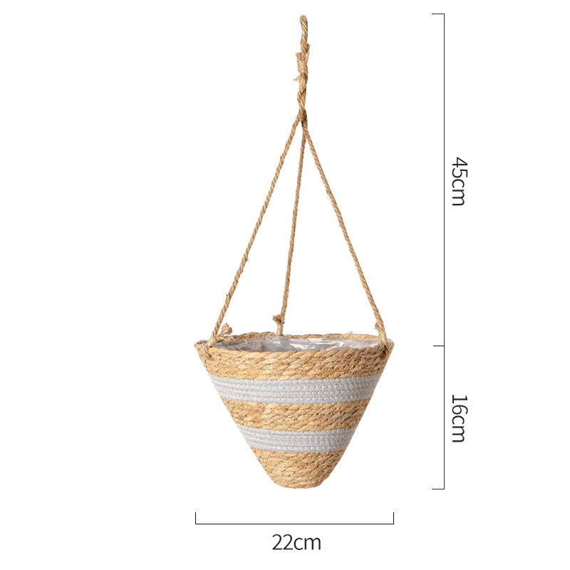 Rattan Woven Hanging Basket Flower Pot Handmade Straw Woven Plant Hangers Home Garden Decor Hanging Planter Flowerpot