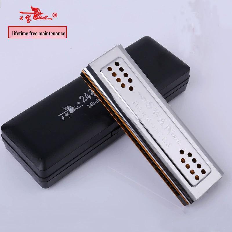 Swan 24-Hole Double-Sided Harmonica for Adults & Beginners