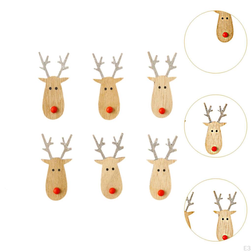 6 kusů přívěsků na vánoční stromek, dřevěné štítky, ozdoba pro festivalovou atmosféru