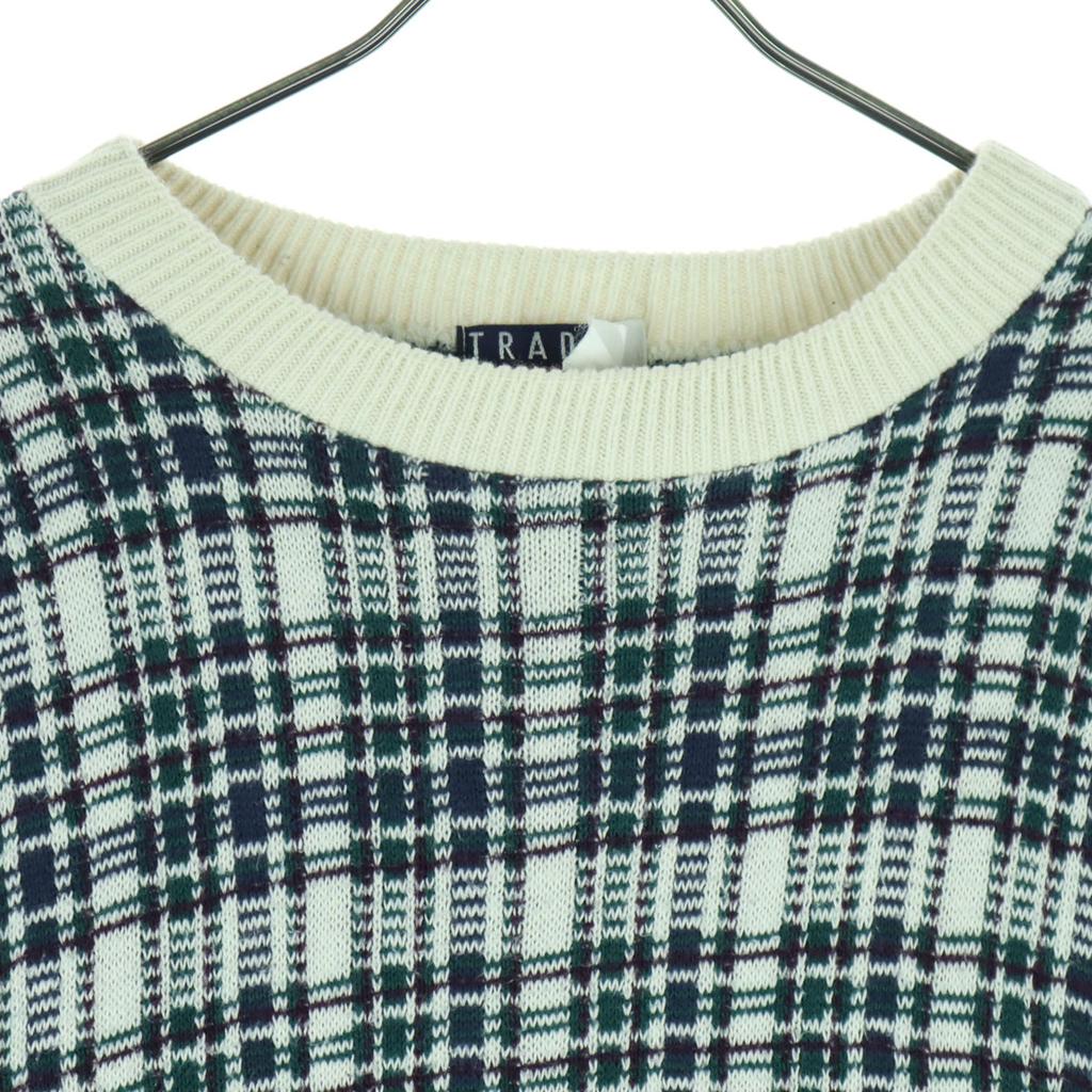 TRADER BAY 90s Old Check Pattern Long sleeve sweater green Men's Used