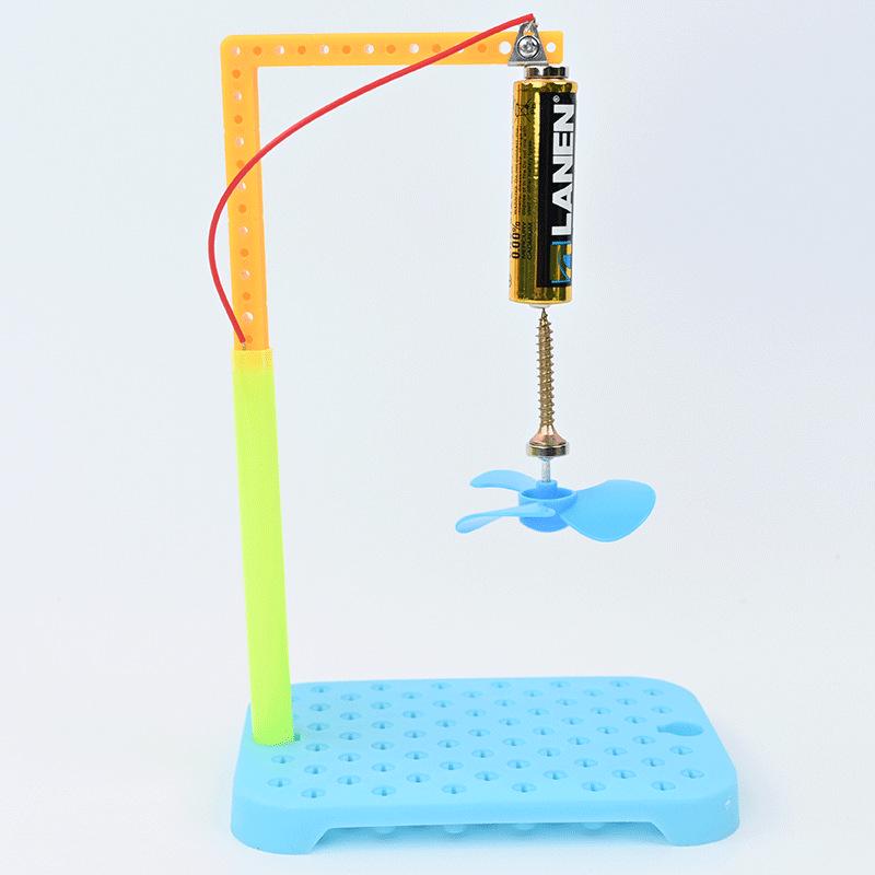 Handcrafted DIY Electromagnetic Rotating Fan Science Experiment Kit for Physics and Electromagnetism.