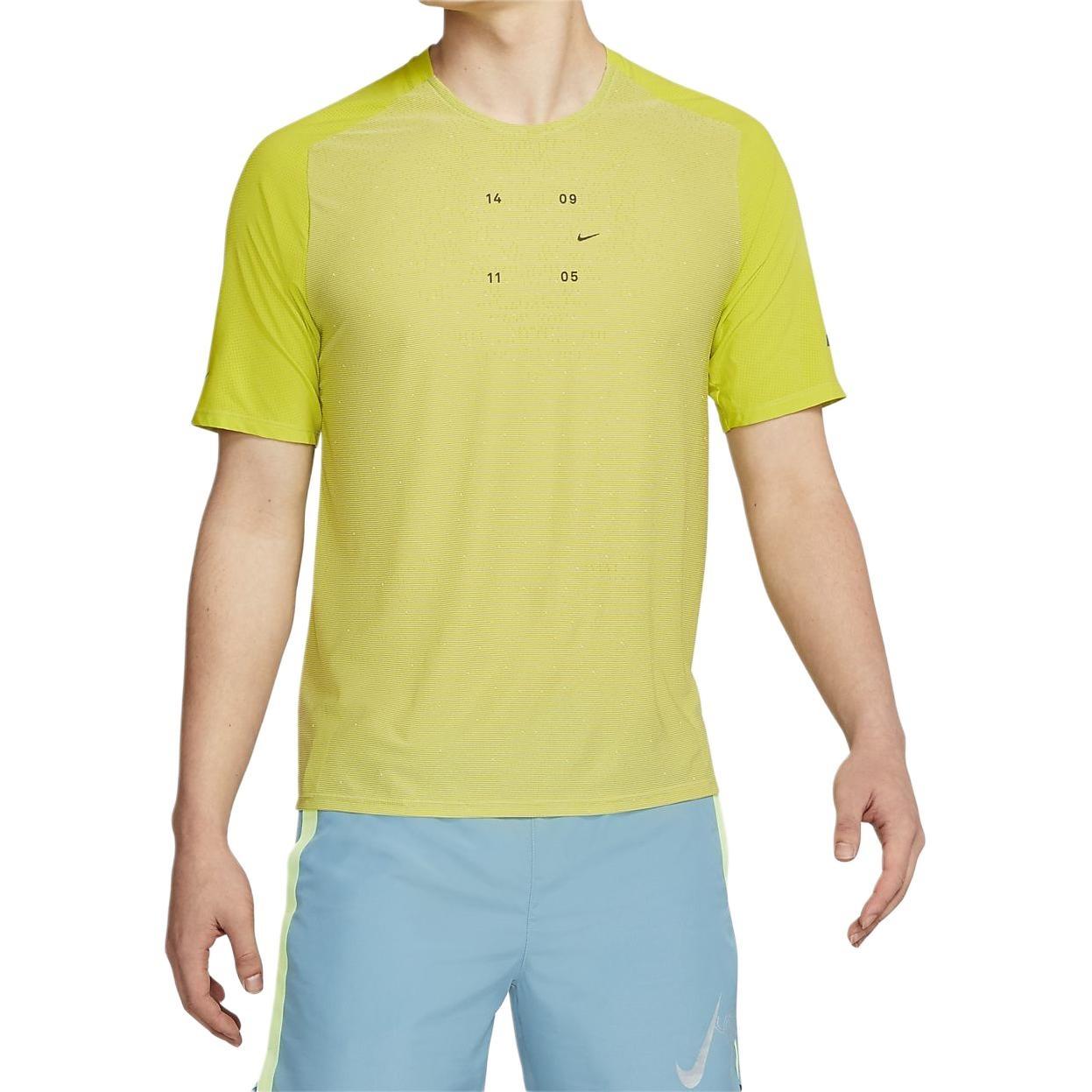 Nike TECH PACK Running Tops Short Sleeve Yellow Men s CJ5732-308 L