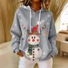Women's Loose Comfortable Casual Fashion V-Neck Christmas Print Long Sleeve Hoodie