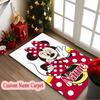 1pc Indoor Rug - Machine Washable Large Floor Mat with Minnie Mouse Pink Flowers Heart Design, Customize Name Area Carpet