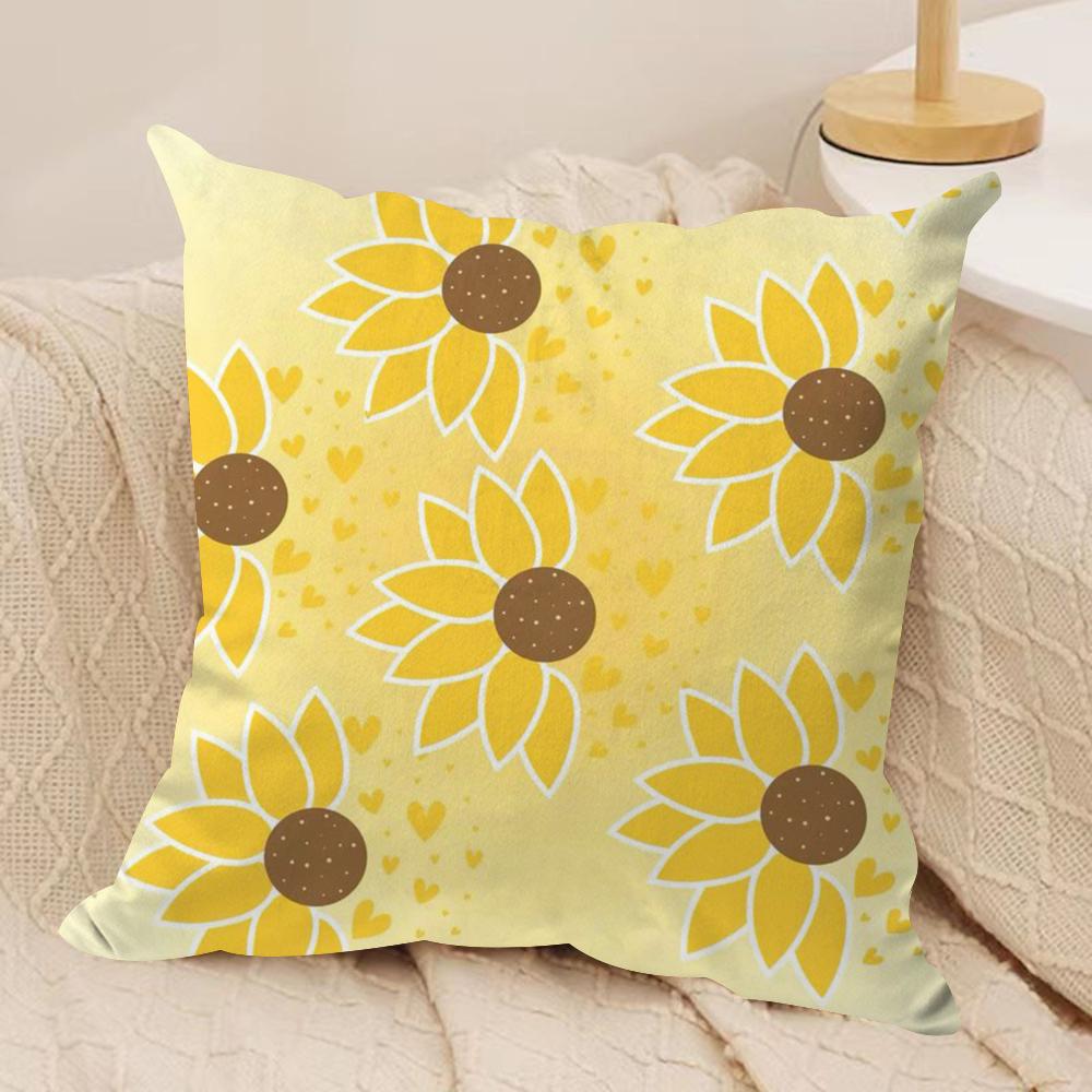 Yellow Printed Cushion Cover Soft Plush Throw Pillow Cover DoubleSided Decorative Cushion Case Sofa Bedroom Home Decor