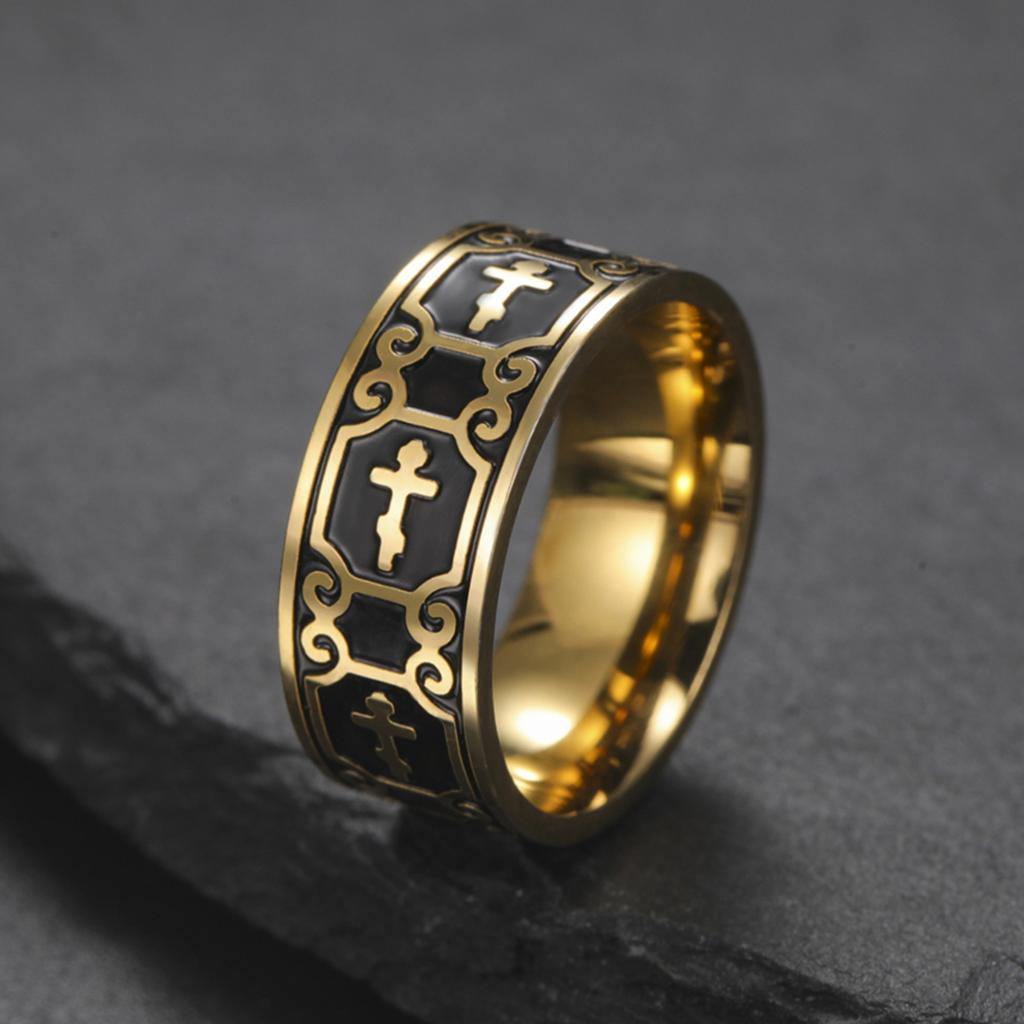  Filigree Cross Rings Stainless Steel Black Style Classic Prayer Ring for Women Men Christian Amulet Jewelry Wholesale