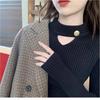 Women's Versatile Solid Color Knit Pullover Sweater - Slimming Design for Autumn/Winter Fashion