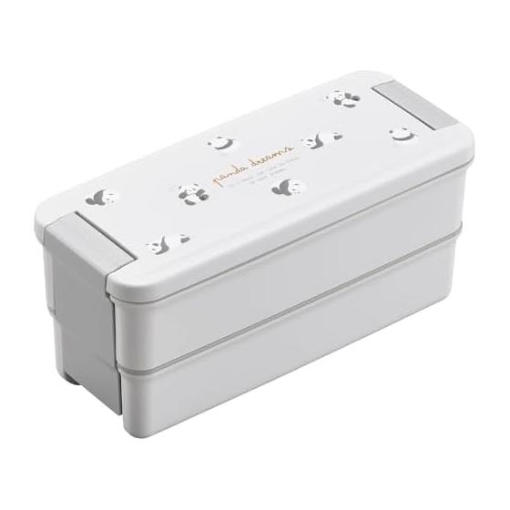OSK 2-tier lunch box, Panda, 2-tier lunch box, with partitions, top 340, bottom 310ml, made in Japan, dishwasher safe, microwave safe, antibacterial,