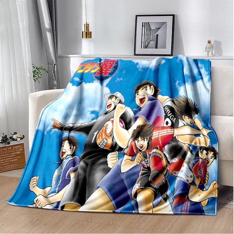 Anime Captain Tsubasa Fußball-Cartoon-Decke, weiche Überwurfdecke für Zuhause, Schlafzimmer, Bett, Sofa, Picknick, Reisen, Büro, Decke, Kind
