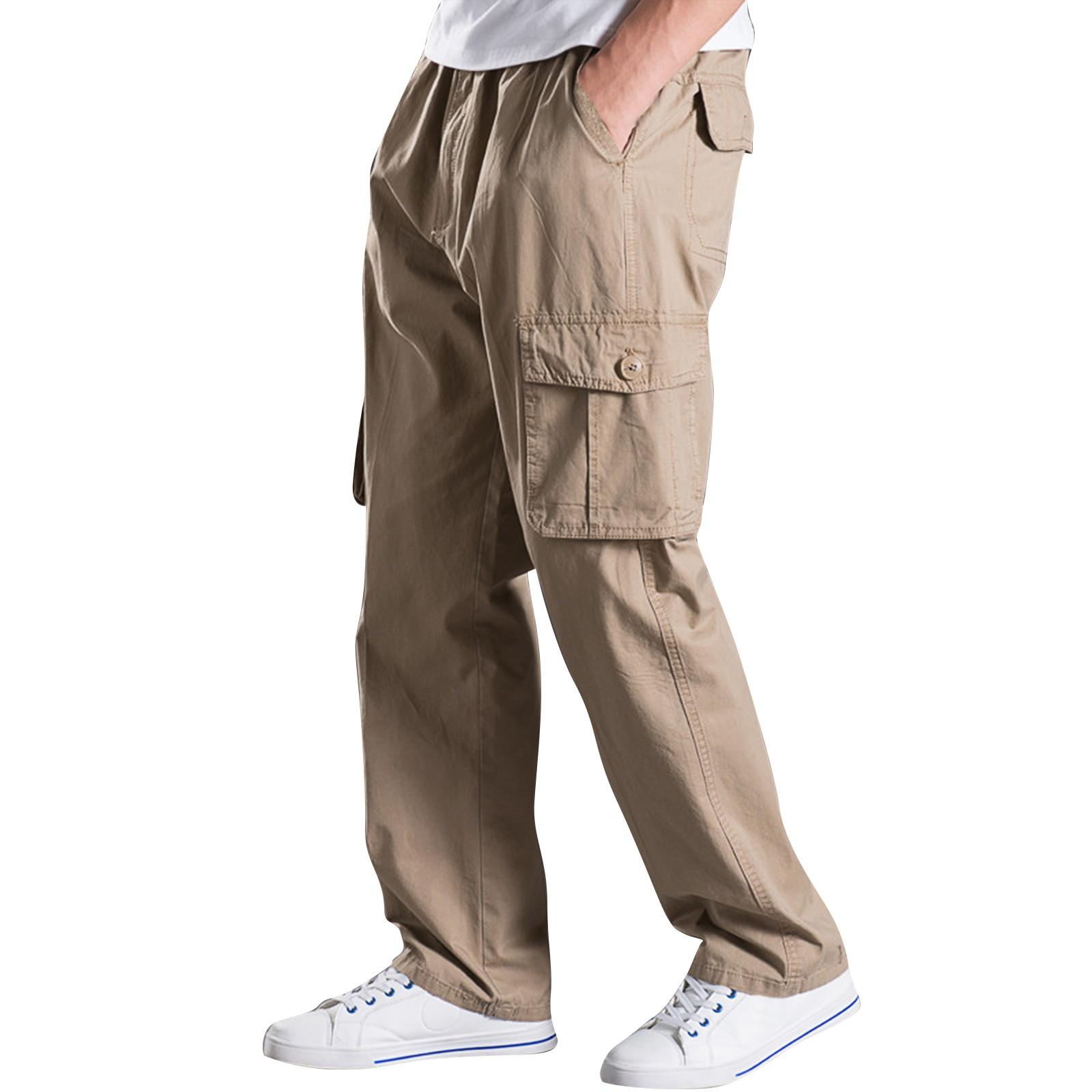 

Брюки-карго для мужчин, мешковатые, мужские брюки-карго для парашютистов, легкие брюки, свободный крой, повседневные брюки для пешего туризма со шнурком XL хаки