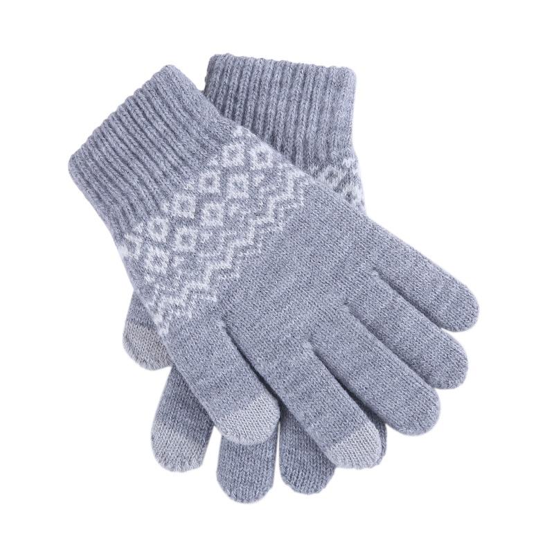 Women Men Fashion Winter Knitted Warm Driving Cycling Gloves Outdoor Thickened Touch Screen Gloves Jacquard Gloves for Cold Weather