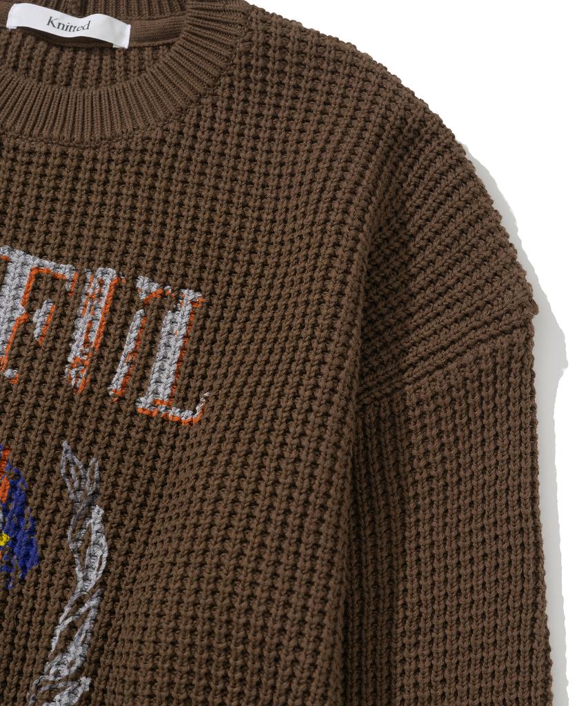 KNITTED Cotton Useful Castle Round Knit Brown