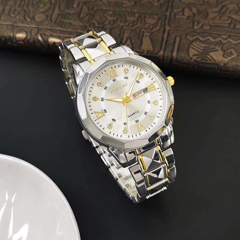 New Watch Men's Premium Men's Watch Alloy Steel Belt Quartz Luminous Calendar Men's Watch
