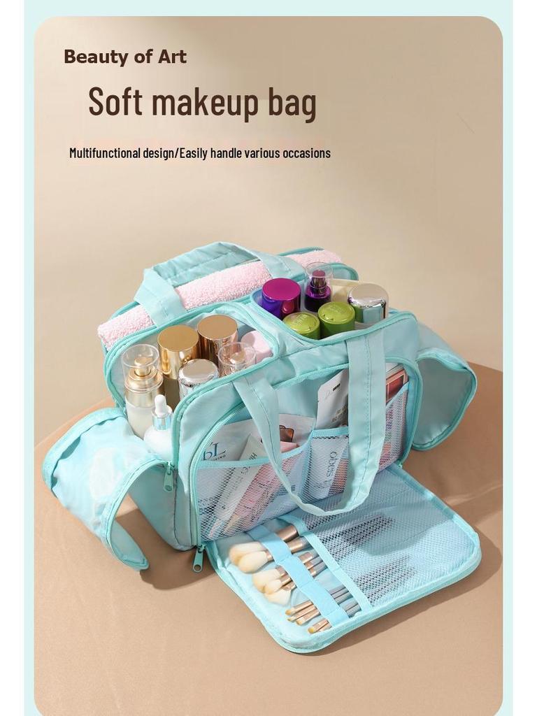 2025 Fashionable Minimalist Women's Large-Capacity Travel Makeup Bag - Portable, Lightweight, Partitioned Storage for Toiletries