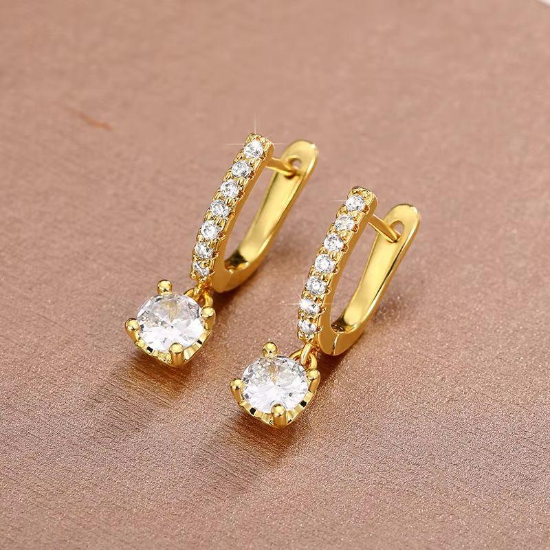 Youthful Temperament Minimalist Design Single Zircon Ear Buckle Zircon Accessory Fresh Cute Korean Style