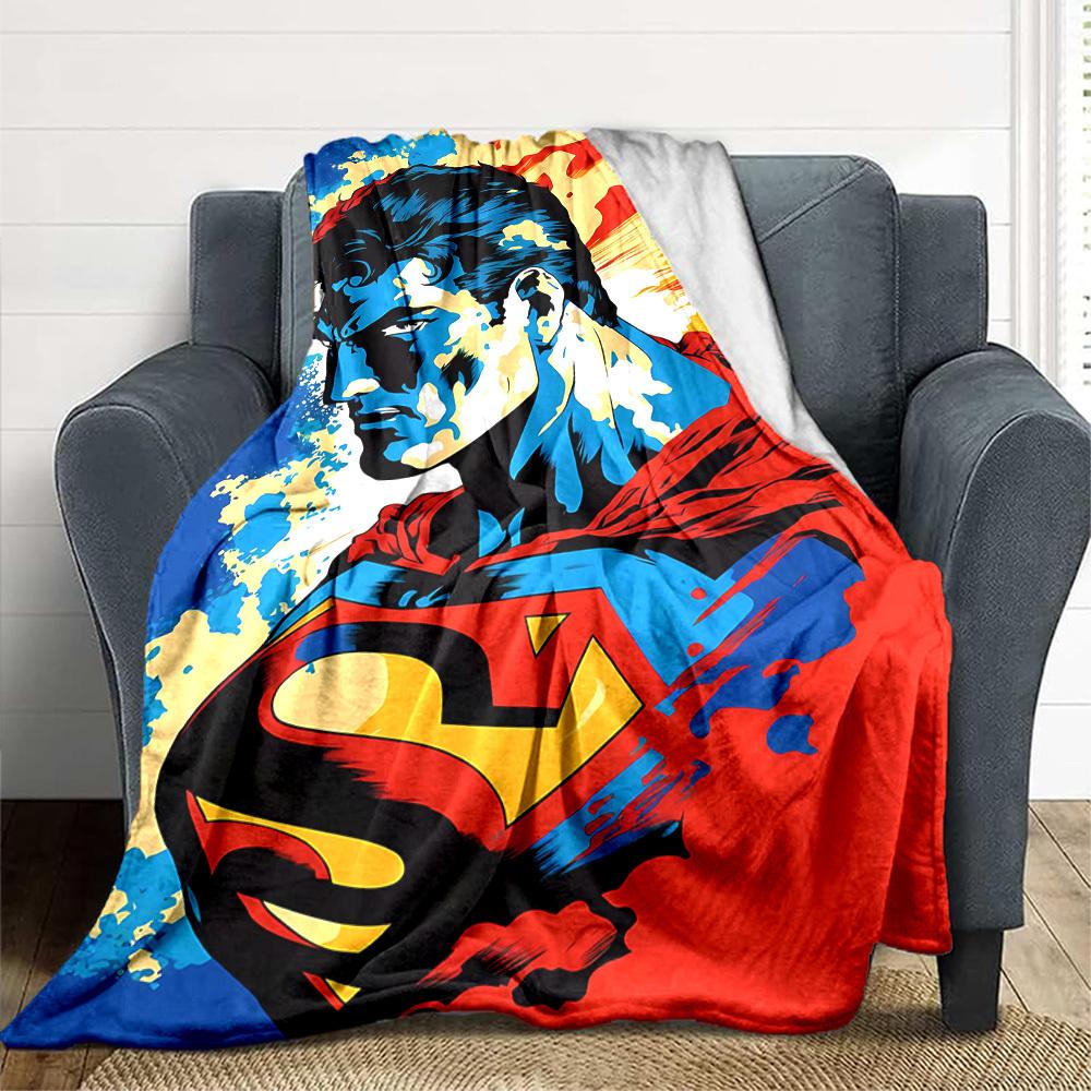 1pc Superhero Flannel Throw Blanket - HD Printed Lightweight Soft Warm All-Season Blanket for Sofa, Bed, Travel058