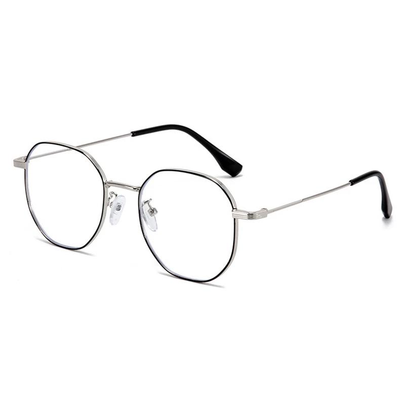 Tea Gold Polygon Prescription Glasses Anti Blue Ray Photochromic Progressive Eyewear for Women Men