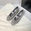 5 cm higher bow elastic band fluffy shoes women's 2025 new ballet style velvet warm round head single shoes