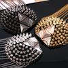 1pc Chain Tassel Rivet Shoulder Pad Brooch Punk Tassel Metal Epaulet for Women Men Clothing Badge Accessories Fashion Gift