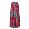 Women's Fashion Bohemian Print Elastic Waist Skirt Loose Casual High Waist Tie Long Skirt