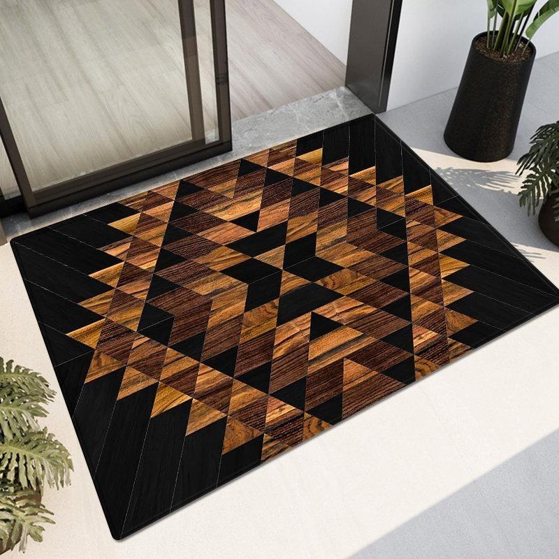 3D Wood Grain Rug For Kitchen Floor Bathroom Mat Anti-slip Laundry Room Mat Bedroom Carpet Living Room Floor Mat