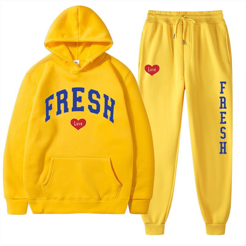 European Size Plus Fashion Printed Sweater Autumn and Winter Fleece Warm Hoodie Casual Sports Women's Suit