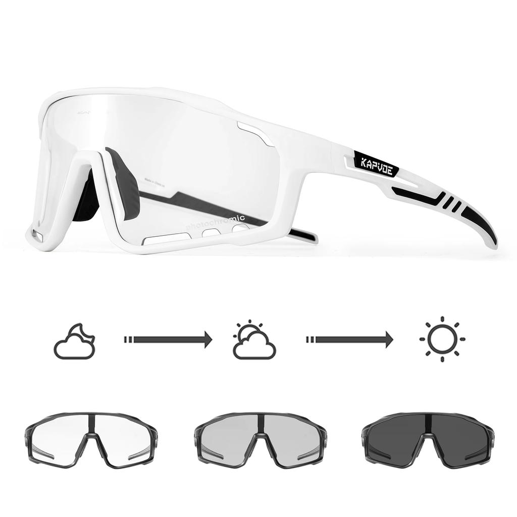 Kapvoe Photochromic Cycling Glasses UV400 Sunglasses Built-in Myopia Frame Sports Bike Eyewear Outdoor Bicycle Goggles