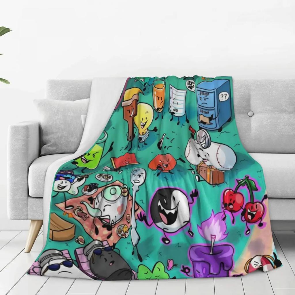 BFDI Inanimate Insanity Alle Charaktere Cartoon-Decke Battle for Dream Island Decke Bettwäsche Büro Weiche Schlafzimmer-Steppdecke