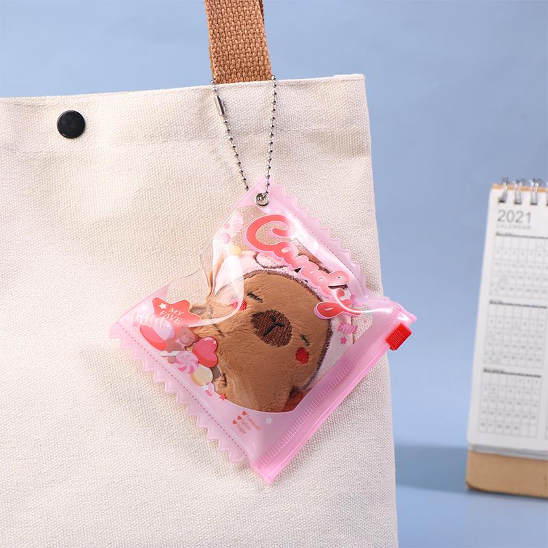 Cartoon Transparent Pvc Dustproof Storage Bags Doll Display Bag With Keyring Mini Mystery Box Dolls Organizer Pouches