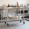 Vidaxl Kitchen Work Table On Wheels, 110X55X85 Cm, Stainless Steel