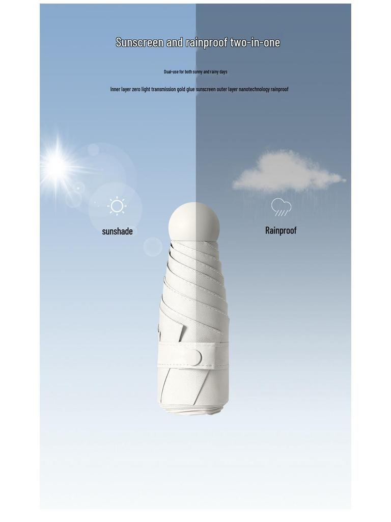 Ultralight Five-Fold UV Protection Compact Umbrella for Sun & Rain