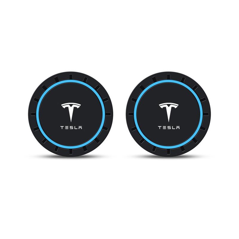 

2pcs For Tesla Model 3 Y S X Roadster Cybertruck Juguete SpaceX Car Coaster Water Cup Bottle Holder Anti-slip Pad Accessories