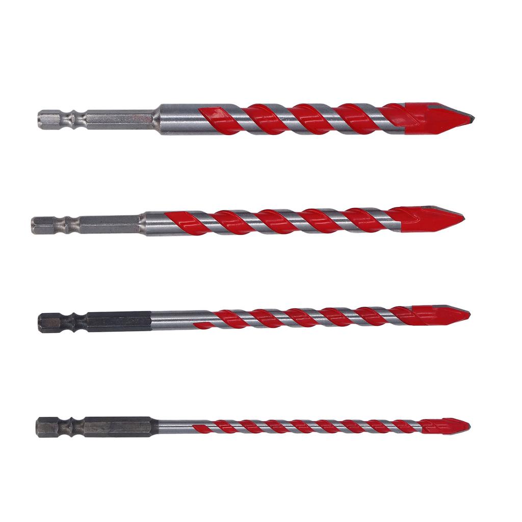 4Pcs Eccentric Twist Drill Bit Set 150mm 6.35mm Hex Shank Drill Bit Set for Concrete Masonry Glass