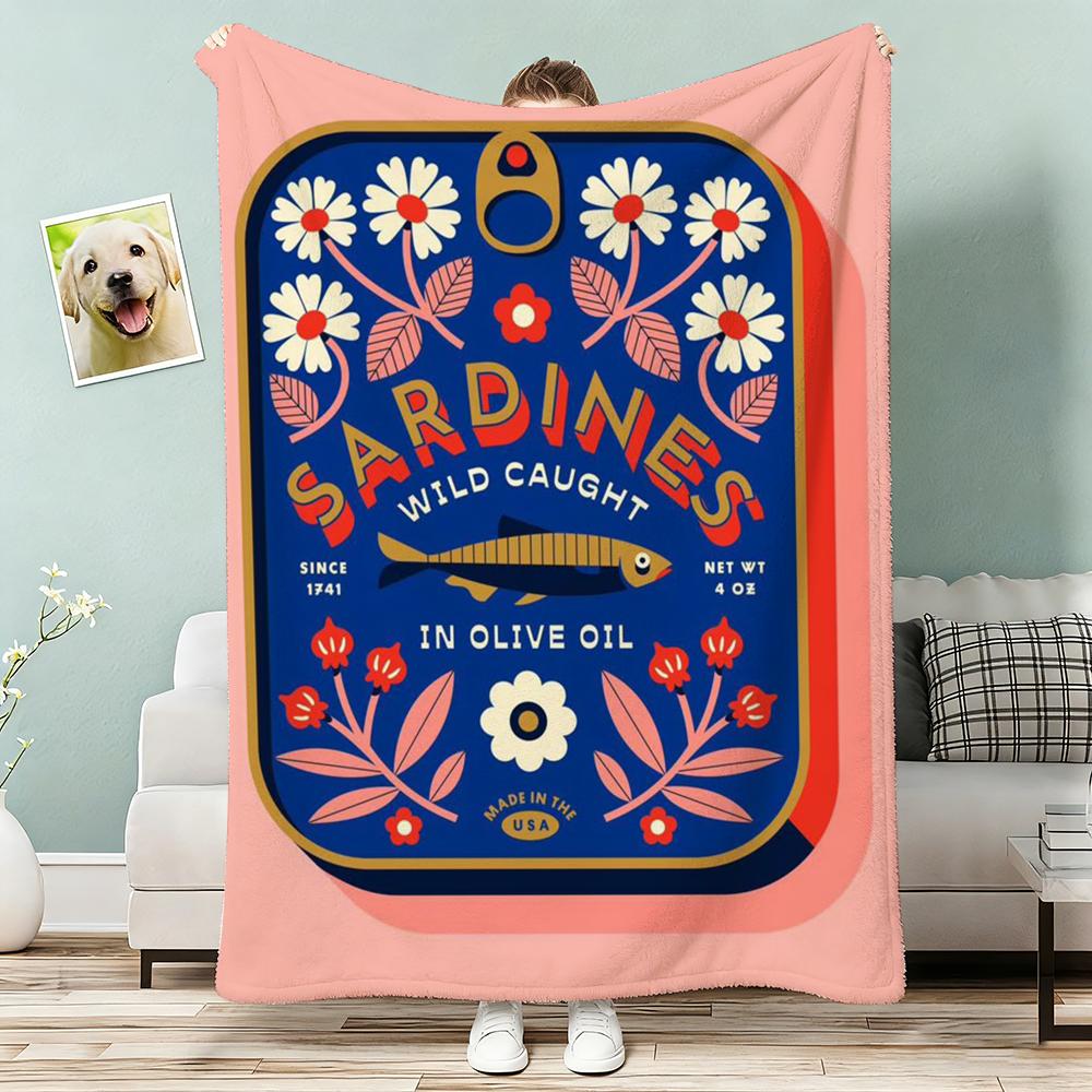 Japanese Pink Cherry Blossom Can Sardine Tomato Throw Lightweight g Flannel Blanket Soft Skinfriendly for Summer Cooling
