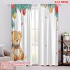 2pcs,2D Plane Printing Creative Curtains Christmas Bear Festive Card (2) Versatile Polyester Fabric (without Rod) Home Decor