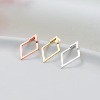 Hot Selling Diamond Shaped Double Layer Design Earrings with A Niche Temperament Elegant and Fashionable