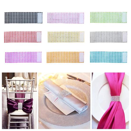 100Pcs Napkin Button Rings Sparkling Rhinestones Inlaid 8-Row Design Napkin Fasteners