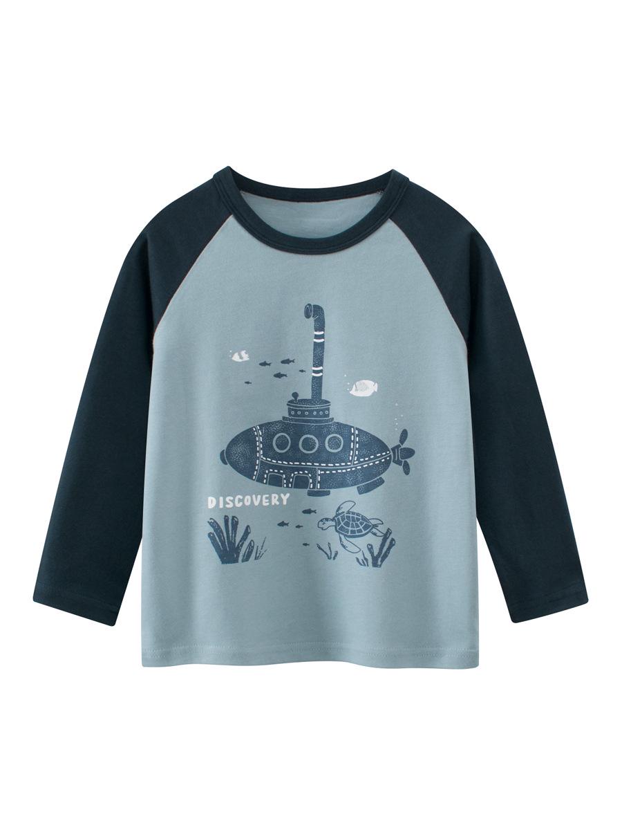 27kids European Spring/Autumn Long-Sleeve Patchwork T-shirt for Boys 120 cm