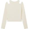 Levis Soft Slim Fit Casual Knit Off Shoulder Ribbed Round Neck Long Sleeve T-Shirt Women Tops Beige 002YO-0000