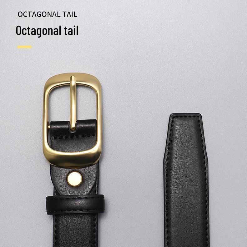 Trendy Women's Leather Belt with Sleek Pin Buckle - Versatile and Elegant