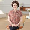 Mom's Mulberry Silk Floral Shirt - Short-Sleeve, Loose Fit for Mid-Aged Women