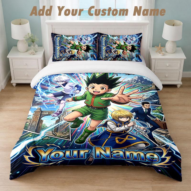Bedding Set 1 Duvet Cover 2 Pillowcases Hunter × Hunter Print Soft Bed Linen Bedroom Decor