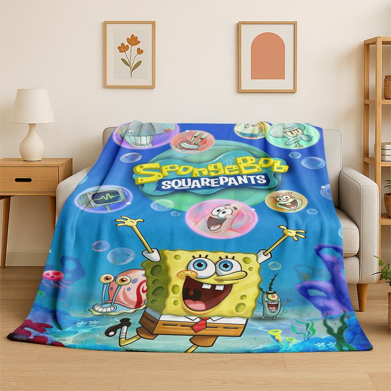 Cartoon SSpongeBob Patrick Star Flannel Blanket Soft Warm Throw Blanket for Bedroom Living Room Bed Travel Camping Picnic Kid