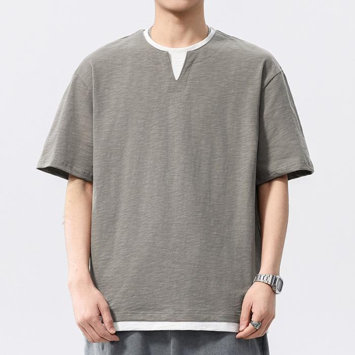 Men's Summer Two-In-One Bamboo Cotton Faux Layer T-Shirt