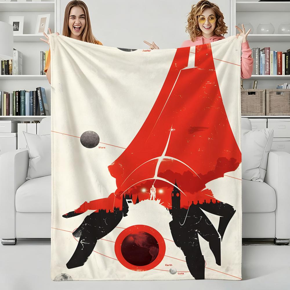 Game M-Mass Effect Throw Flannel Blanket Perfect for Sofa Office Bed Travel Sleep Read Relax Camping Four Season Use