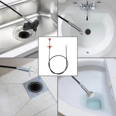 Flexible Design Sink Drain Clog Remover Spring Grip Grab Handle Pipeline Dredging Tool Bend Grabber Basement Drain