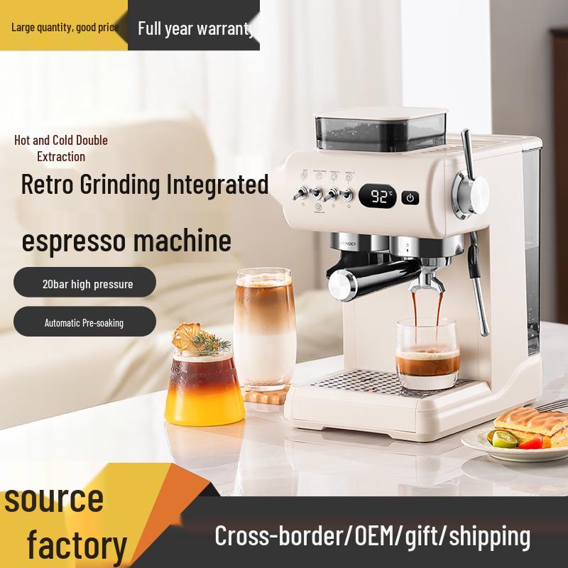 Home Espresso Machine: Semi-Automatic Italian High-Pressure Cold & Hot Dual Extraction with Integrated Grinder